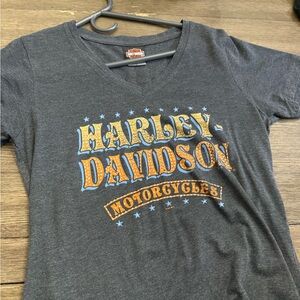 Harley-Davidson Women’s Dark Gray Tee with Orange Print